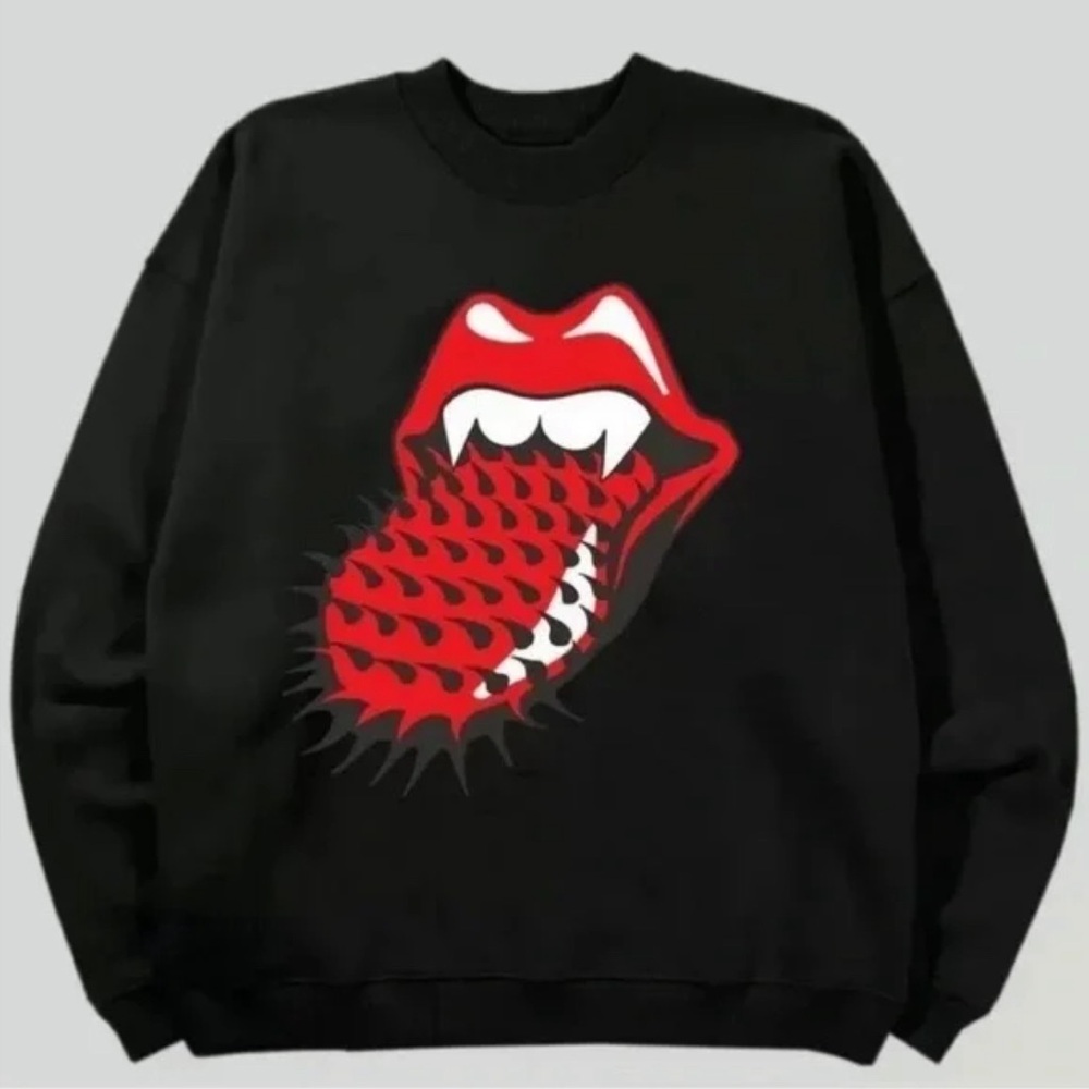 Rolling Stones Spiked Tongue Vampire Halloween Sweatshirt in sizes L and S. NWT